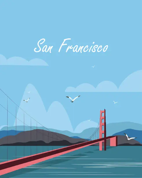 Vector illustration of San Francisco, poster, banner, postcard