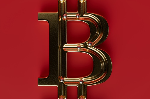 Gold letter B on a black background. 3d illustration.