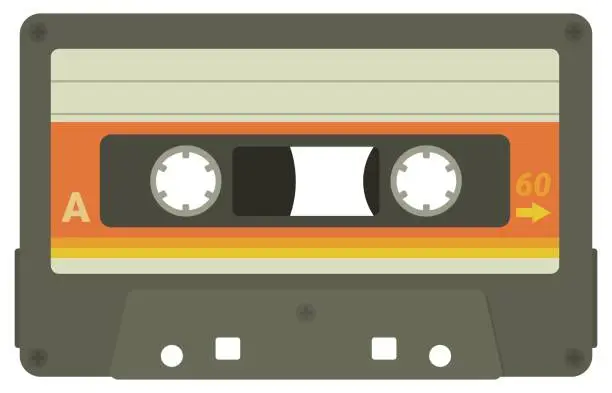 Vector illustration of Audio cassette (flat design, cut out)