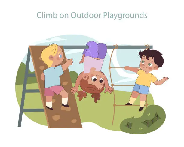 Vector illustration of Outdoor Playtime concept.