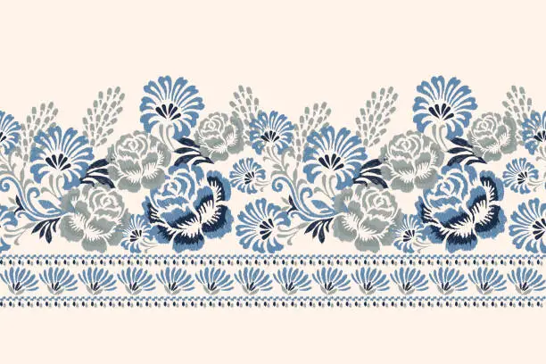 Vector illustration of Damask Ikat floral pattern vector