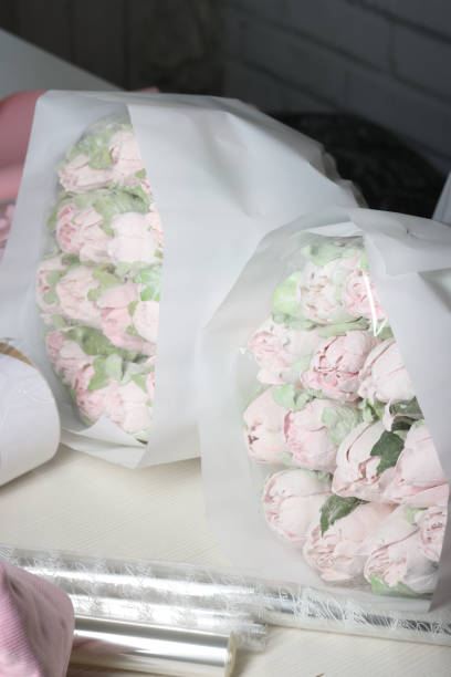 istock Homemade marshmallows. Marshmallow tulips. Marshmallow flowers. 2116943236