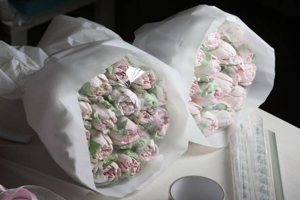 istock Homemade marshmallows. Marshmallow tulips. Marshmallow flowers. 2116947331