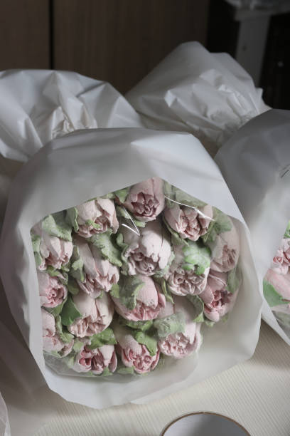 istock Homemade marshmallows. Marshmallow tulips. Marshmallow flowers. 2116951540
