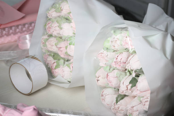 istock Homemade marshmallows. Marshmallow tulips. Marshmallow flowers. 2116954102