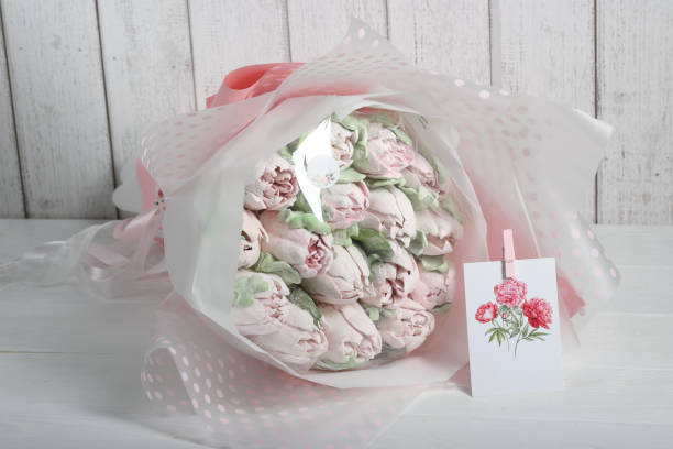 istock Homemade marshmallows. Marshmallow tulips. Marshmallow flowers. 2116954621