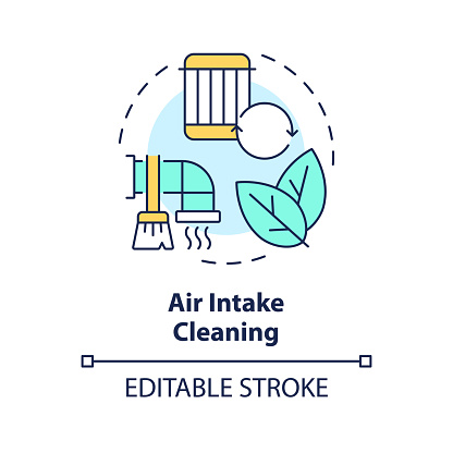 Air intake cleaning multi color concept icon. Dust and debris removal. Air purification. Round shape line illustration. Abstract idea. Graphic design. Easy to use in promotional material