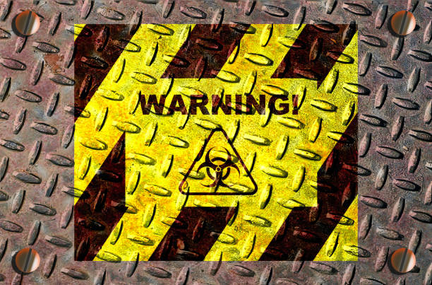 A manually created illustration of a hazardous material warning on a steel top