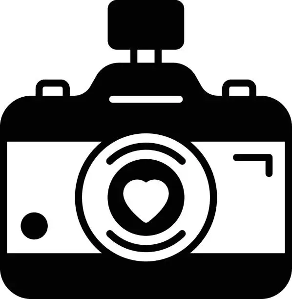 Vector illustration of wedding photoshoot camera concept, Professional Photographer cam vector icon design, Muslim marriage Symbol, Islamic wedding customs Sign, Indian subcontinent matrimony stock illustration