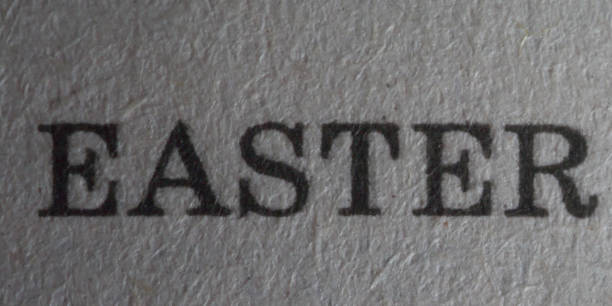 The word easter is printed on a piece of paper, close-up.