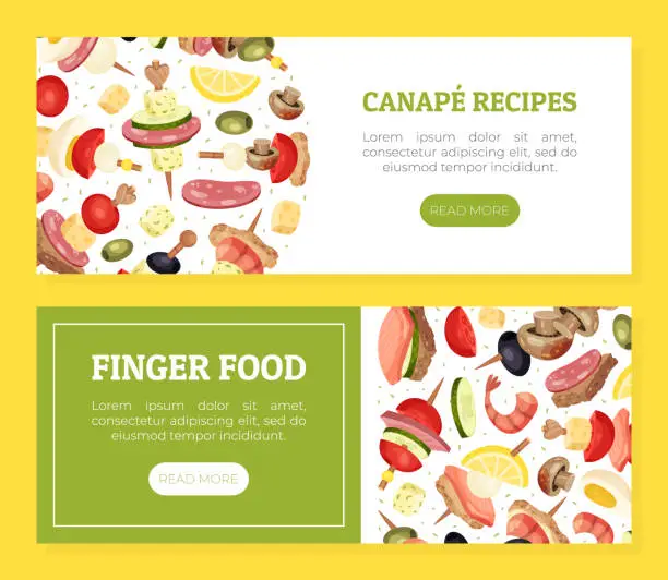 Vector illustration of Canape and Finger Food Banner Design Vector Template