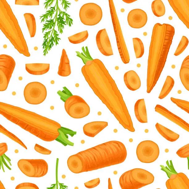 Vector illustration of Bright Carrot Vegetable and Crop Seamless Pattern Design Vector Template