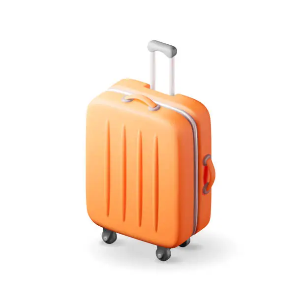 Vector illustration of 3D Orange Travel Suitcase