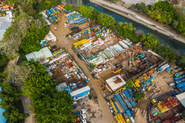 istock Drone view of Metal recycling yard 2117185343
