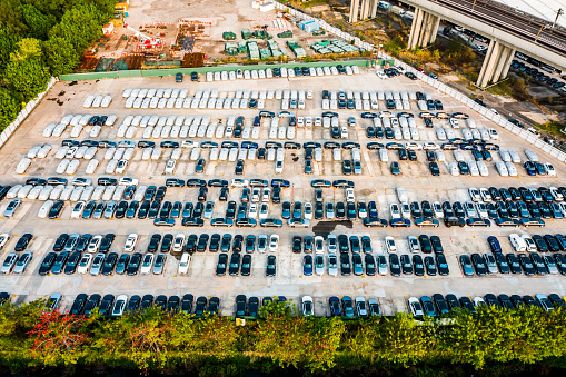 Aerial View of Car Junkyard