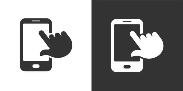 Vector illustration of Touchscreen solid icons. Containing data, strategy, planning, research solid icons collection. Vector illustration. For website design, logo, app, template, ui, etc