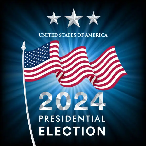 Vector illustration of 2024 U.S. Election Day: Embrace the Spirit with Our American Flag Vector Background.