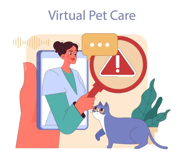 Vector illustration of Virtual Pet Care concept.