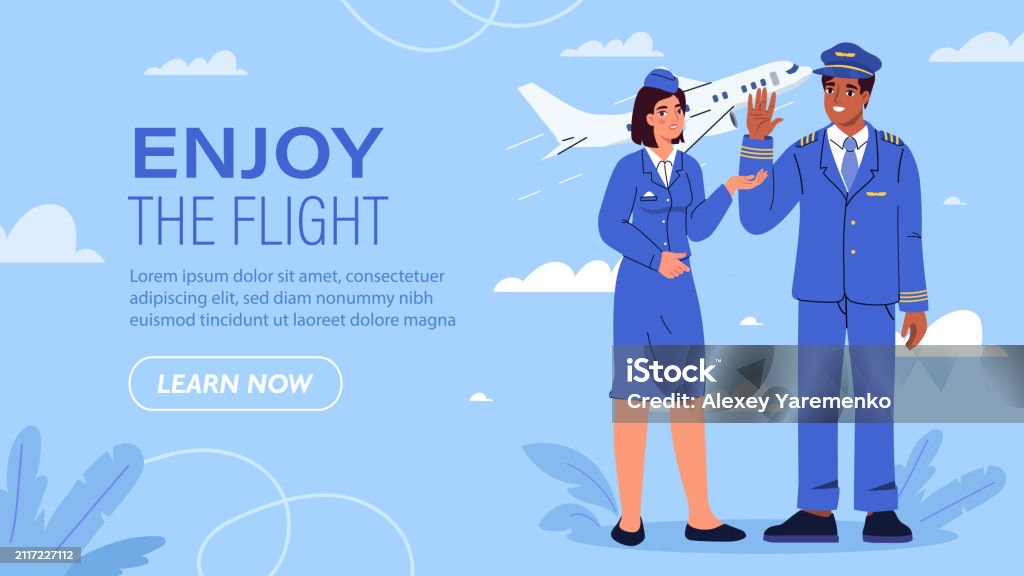 Pilot Advertisement Enjoy Flight Vector Poster Stock Illustration - Download Image Now ...