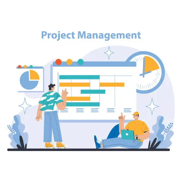 Vector illustration of Strategy and management concept. Flat vector illustration.