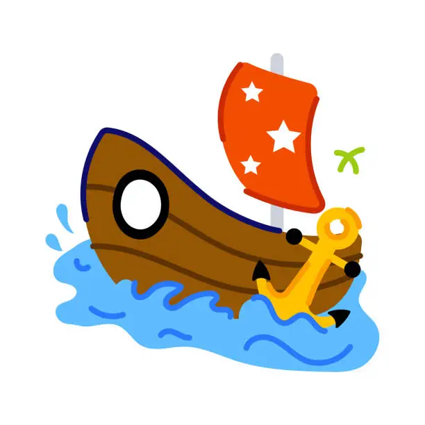 Vector illustration of Floating Boat