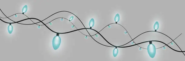 Vector illustration of Christmas lights on a transparent background. Christmas glowing garland.