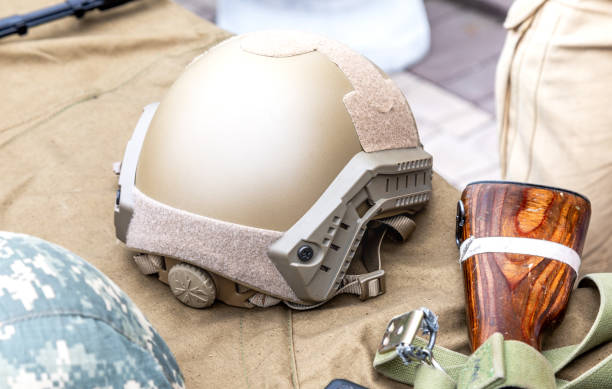 istock Army protective kevlar helmet to protect the head 2117287150