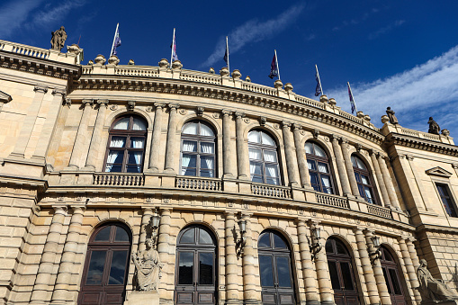 Rudolfinum is a 19th-century cultural venue with concert halls, home of the Czech Philharmonic Orchestra, an art gallery and exhibition spaces on the riverbank on Vltava in Prague, Czech Republic.
