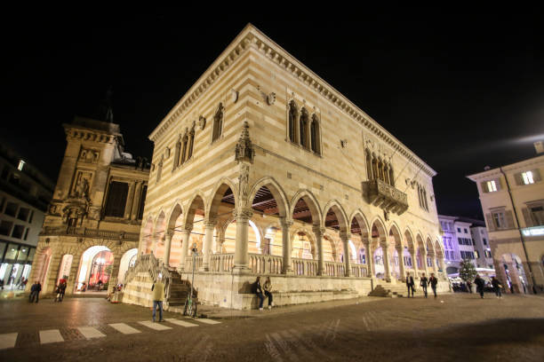 Loggia del Lionello at night in Udine, Italy.