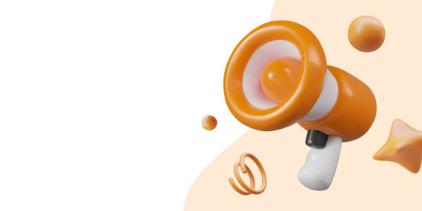 istock Poster with megaphone in white and orange colors. Attention concept 2117294235