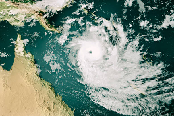 cyclone jasper 2023 cloud map australia 3d render color - acidente natural imagens e fotografias de stock