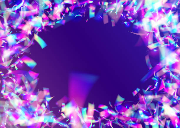 istock Festive Confetti. Happy Sparkle. Pink Glare Burst. Foil Holographic Explosion. Disco Ribbon. Rainbow Poster. Abstract Design. 3d Background. Blue Festive Confetti 2117316046