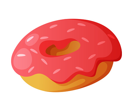 Sweet Donut with Sugar Glaze or Icing as Fast Food Dessert Vector Illustration. Mass-produced Sugary Treat and Ready to Eat Snack Concept