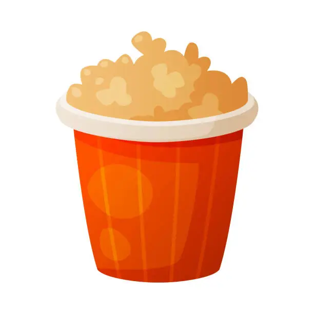 Vector illustration of Salty Popcorn in Red Cardboard Box as Fast Food Lunch Vector Illustration