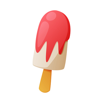 Sweet Ice Cream on Stick as Fast Food Dessert Vector Illustration. Mass-produced Sugary Treat and Ready to Eat Snack Concept