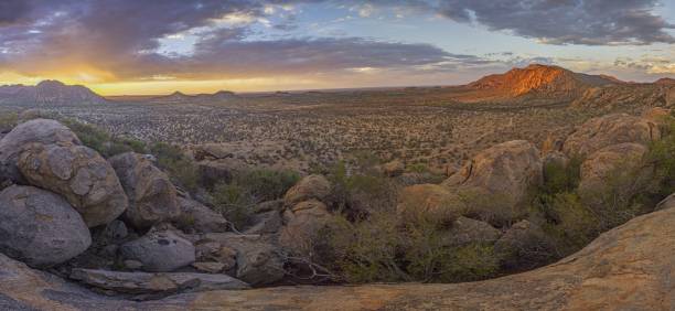 istock Panoramic picture of Damaraland in Namibia during sunset 2117336953