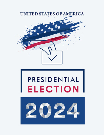 2024 U.S. Presidential Election Day. Celebrate Democracy with This Vector Background Featuring the Iconic American Flag.