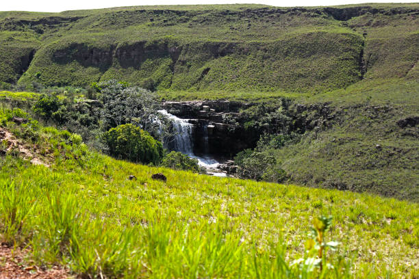 In the distance you can see a short waterfall