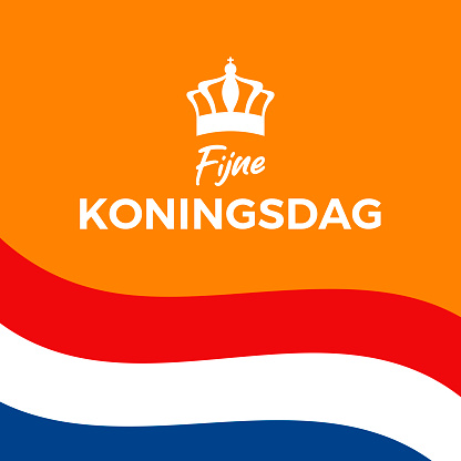 Netherlands flag frame vector. Royal crown with dutch flag icon. Template for background, banner, card. April 27. Important day