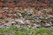 London, UK: Detail of the ancient city wall of London