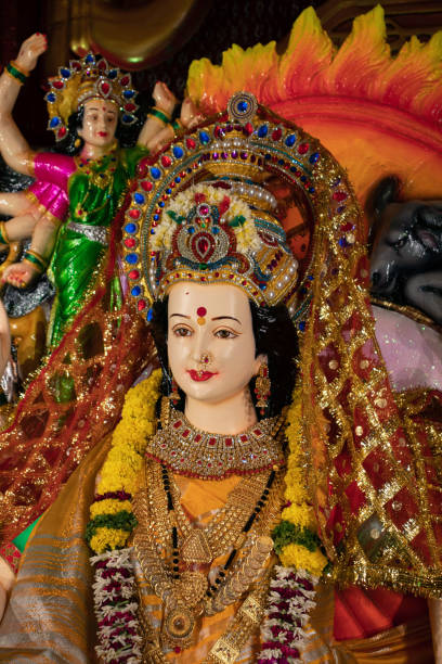 istock Maa Durga Face in Happy Durga Puja Subh Navratri background 2117430371