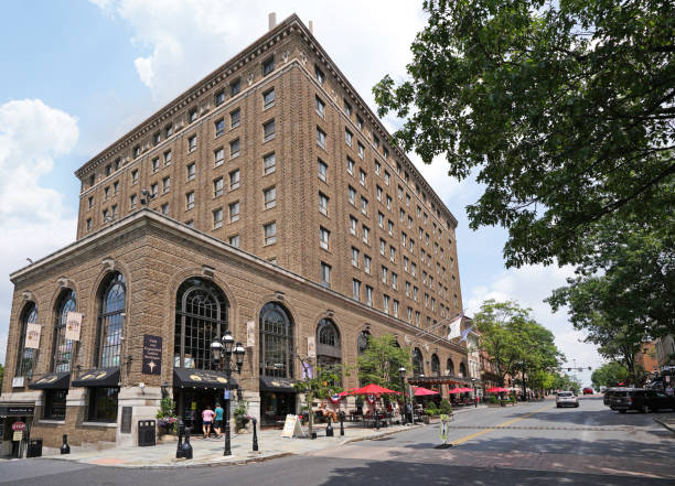 The historic Hotel Bethlehem on Main St in the heart of downtown Bethlehem, PA - USA - 07-08-2023: The historic Hotel Bethlehem on Main St in the heart of downtown allentown pennsylvania stock pictures, royalty-free photos & images