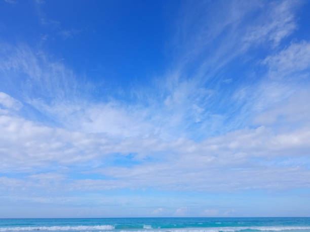 istock Bright blue sky with light clouds over the sea. 2117454666