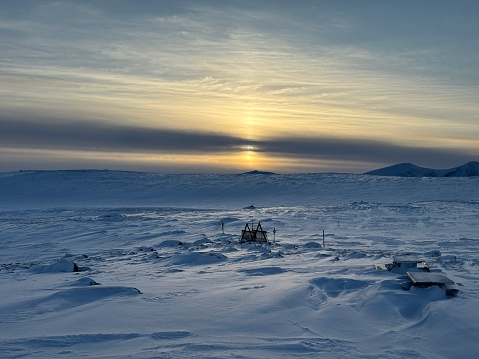 Sunset seen from Snøheim, a DNT cabin south east of mount Snøhetta.