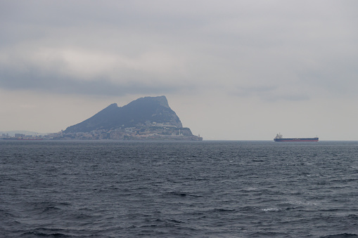 Ship wake in the Strait of Gibraltar.