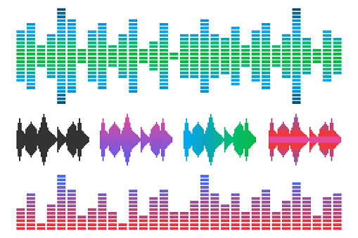 Sound wave, amplitude of sound vibrations. Sound wave icon. Vector, cartoon illustration. Vector.