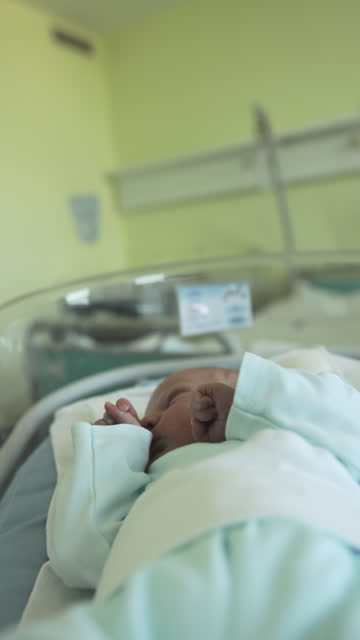 CU New Beginnings: Introducing Newborn Baby Boy in Hospital Crib at Maternity Ward