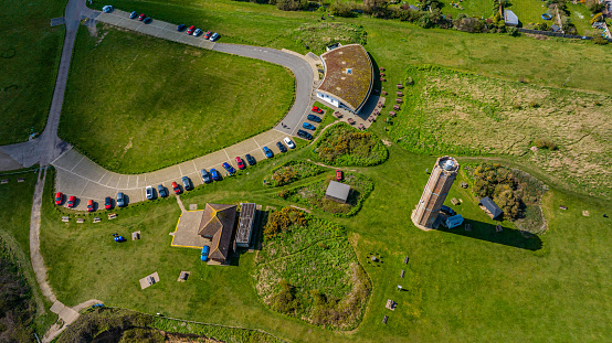 Aerial photo from a drone of Naze Tower in Walton-on-the-Naze, Essex, UK.