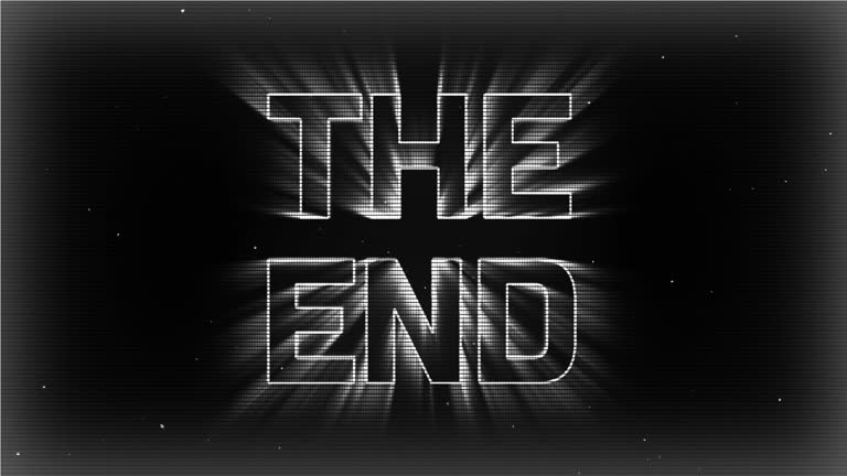 Movie Vintage The End monochrome animation retro old school pixelated style