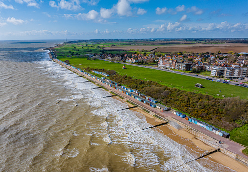 Aerial photo from a drone of Frinton-on-Sea on the Essex coast, UK.